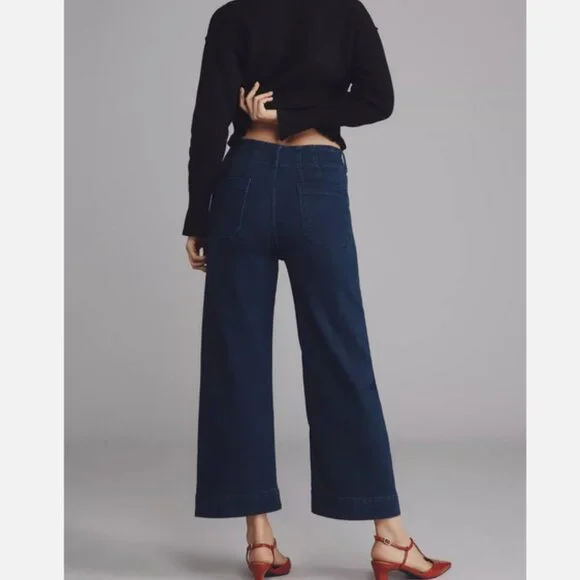 Anthropologie The Colette Crop High-Rise Wide-Leg Jeans by Maeve 25P 25 P NWT - Picture 8 of 8